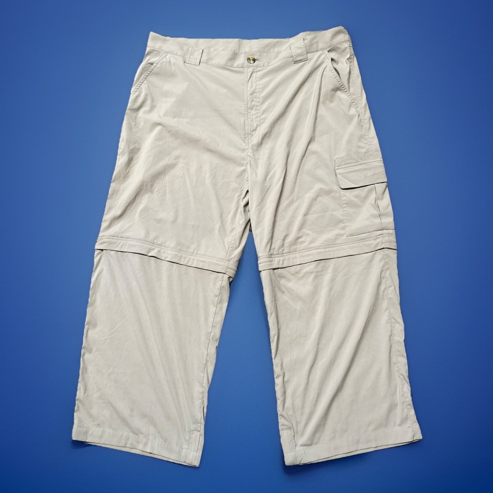 Exofficio Convertible Lightweight Nylon Pants Mens Size 38 Tan Cargo Pocket